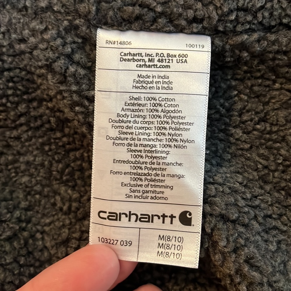 CARHARTT Size Medium 8/10 Plaid SnapFront Flannel Nubby Fleece Line Cotton CHORE - Picture 10 of 16
